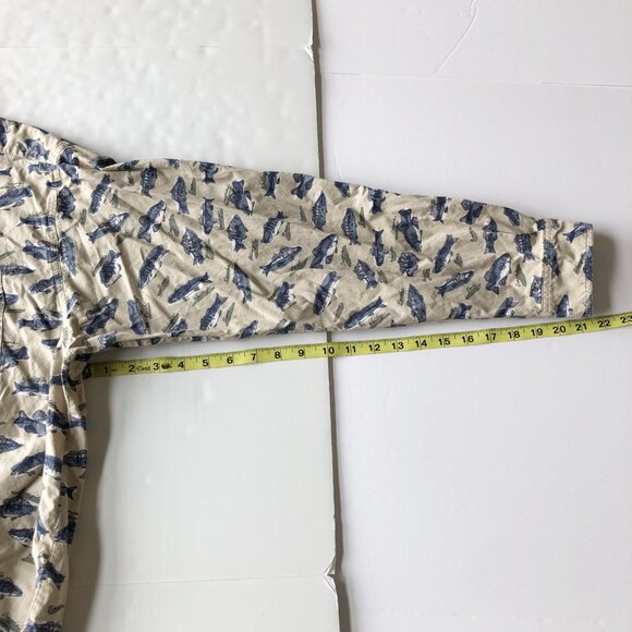 COLUMBIA Fish Print Long Sleeve Tan Button Up Shirt Mens Large Fishing Outdoor - Picture 7 of 7